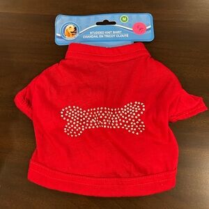 Red Studded Knit Dog Shirt